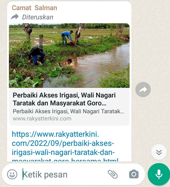 Perbaiki Akses Irigasi, Wali Nagari Taratak dan Masyarakat Goro Bersama
