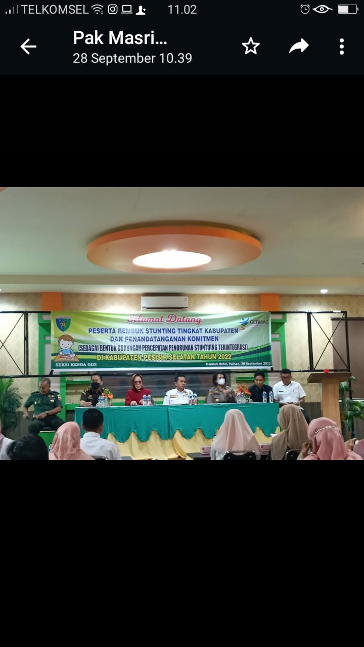  Rembuk Stunting Tk. Kabupaten dan Penandatanganan  Komitmen bersama Wabup kab. Pessel dan Kepala OP